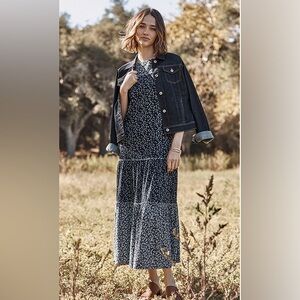 J Jill Wearever Blue & White Floral Sleeveless Midi Maxi Tank Dress XL